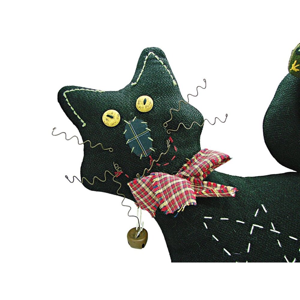 Vintage Plush Stuffed Black Cat & Bird Home Decor Tender Heart Treas Halloween - Picture 2 of 11